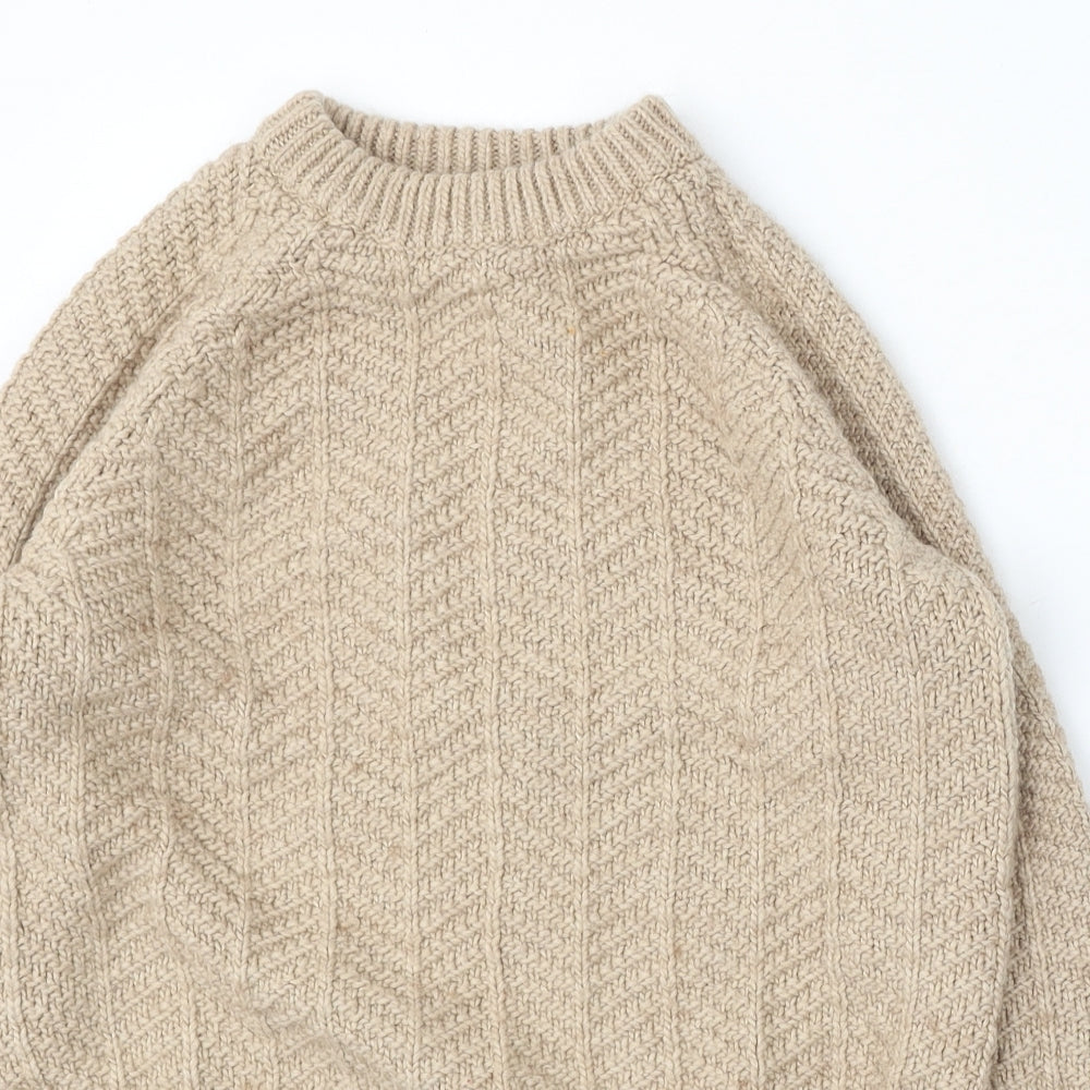 H&M Womens Beige Round Neck  Acrylic Pullover Jumper Size XS