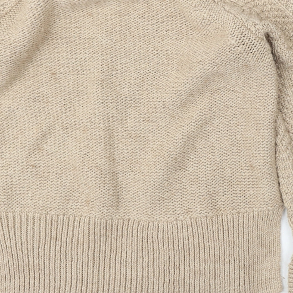 H&M Womens Beige Round Neck  Acrylic Pullover Jumper Size XS
