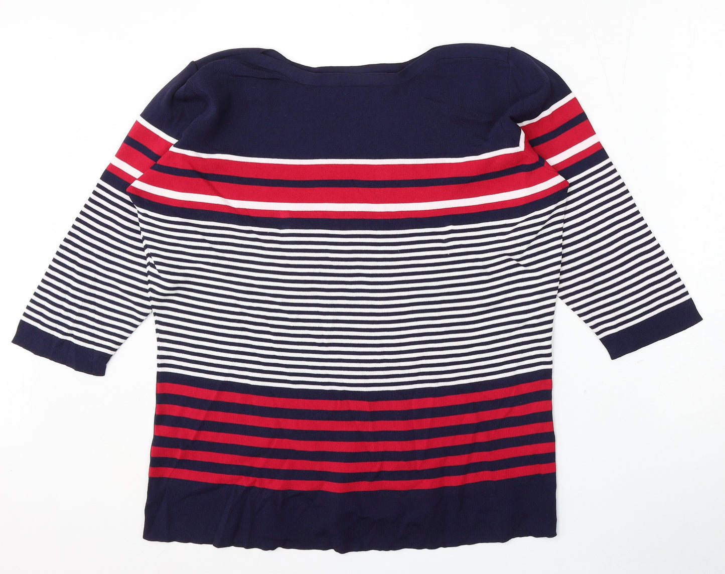Damart Womens Multicoloured Round Neck Striped Viscose Pullover Jumper Size 18