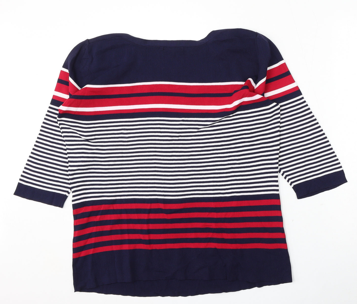 Damart Womens Multicoloured Round Neck Striped Viscose Pullover Jumper Size 18