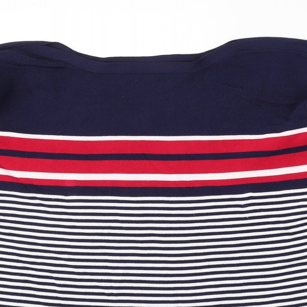 Damart Womens Multicoloured Round Neck Striped Viscose Pullover Jumper Size 18