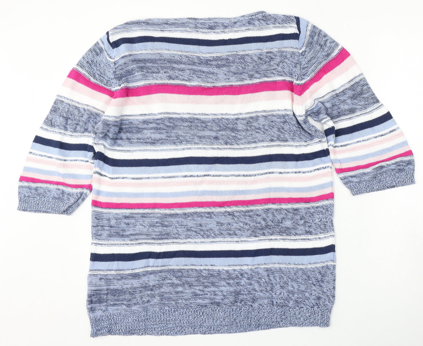 Collection L Womens Multicoloured Boat Neck Striped Cotton Pullover Jumper Size 18
