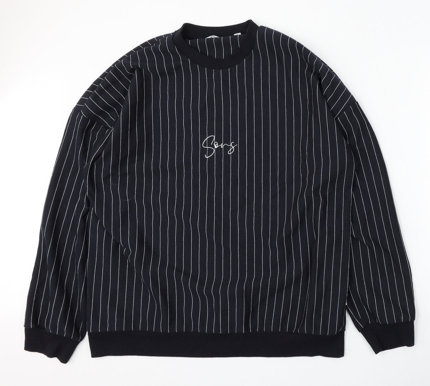 ONLY & SONS Mens Blue Striped Polyester Pullover Sweatshirt Size XL