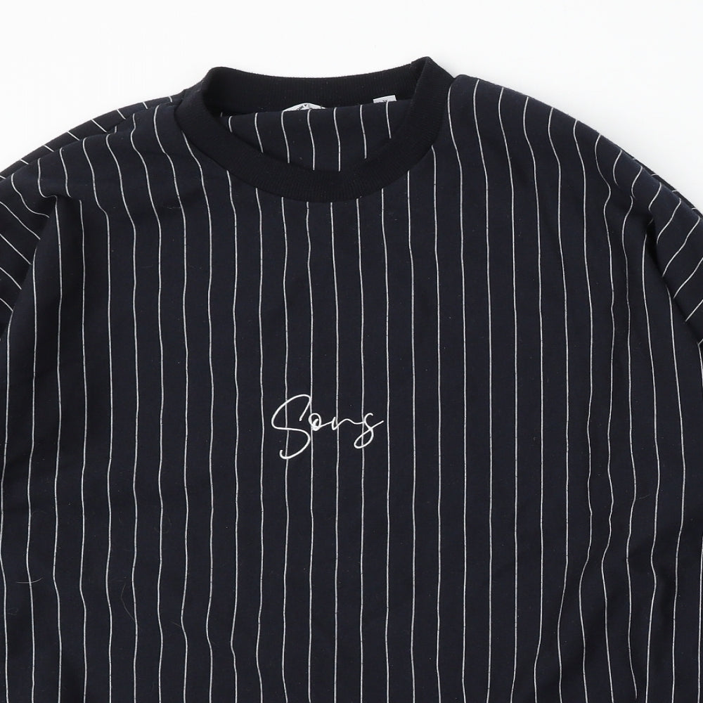 ONLY & SONS Mens Blue Striped Polyester Pullover Sweatshirt Size XL