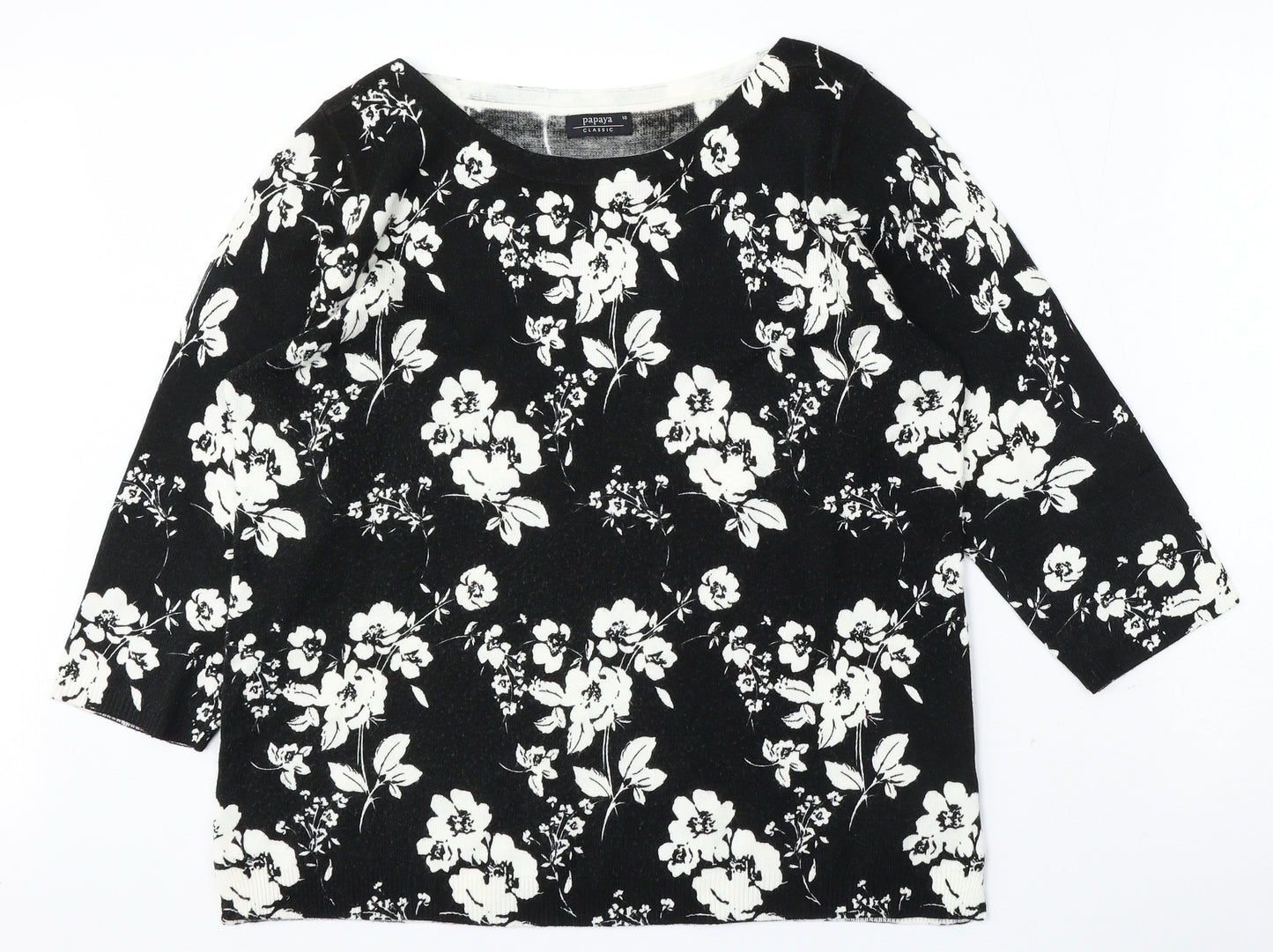 Matalan Womens Black Round Neck Geometric Acrylic Pullover Jumper Size 18
