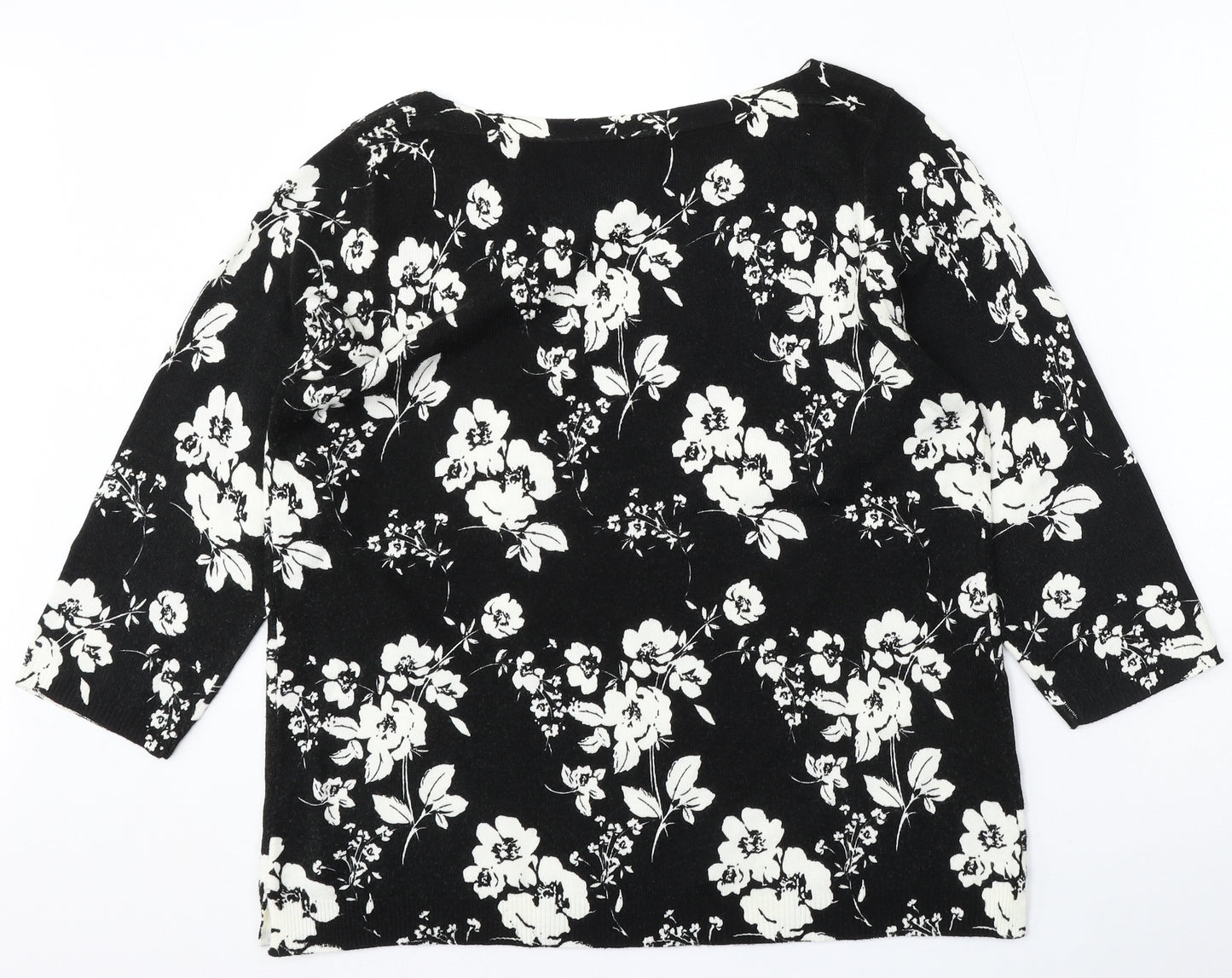 Matalan Womens Black Round Neck Geometric Acrylic Pullover Jumper Size 18