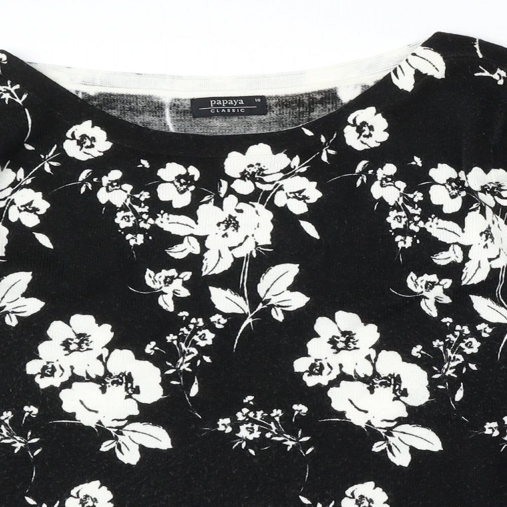 Matalan Womens Black Round Neck Geometric Acrylic Pullover Jumper Size 18