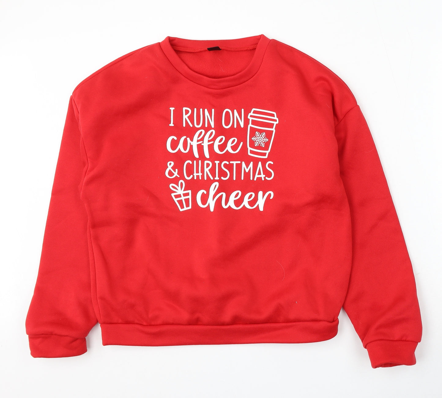 SheIn Womens Red  Polyester Pullover Sweatshirt Size L   - Christmas