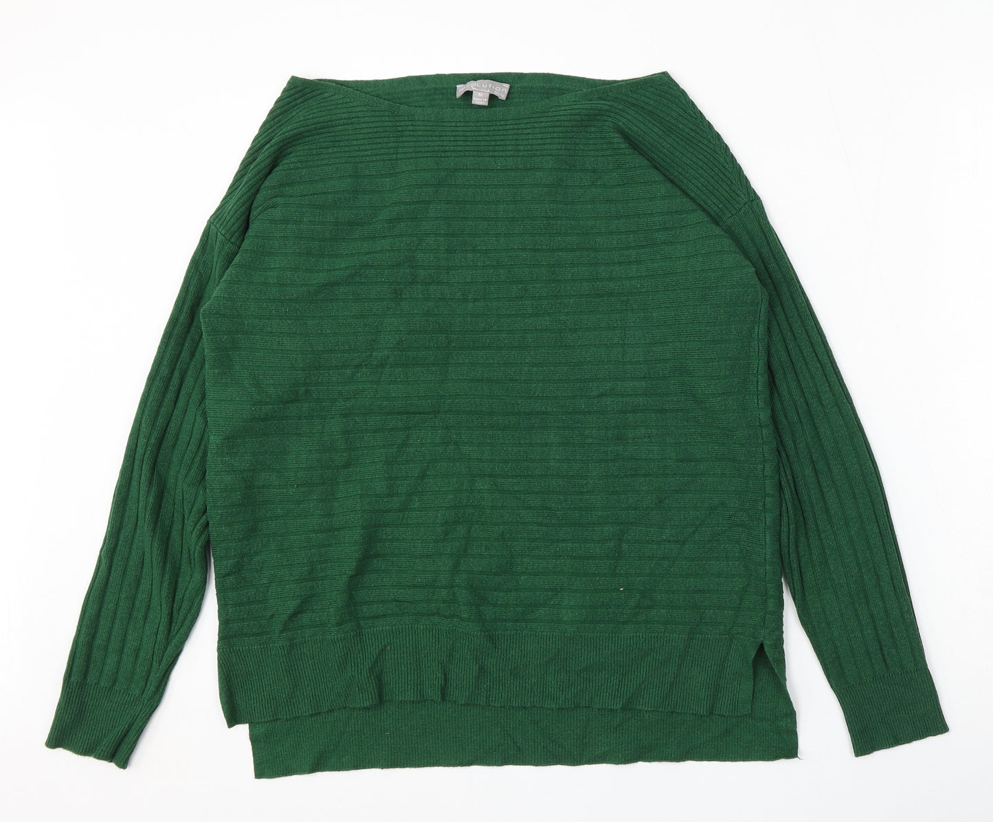 Evolution Womens Green Boat Neck  Rayon Pullover Jumper Size M
