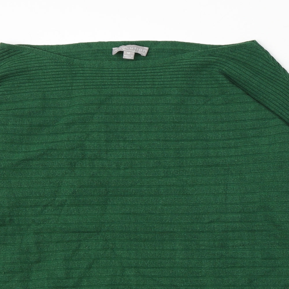 Evolution Womens Green Boat Neck  Rayon Pullover Jumper Size M