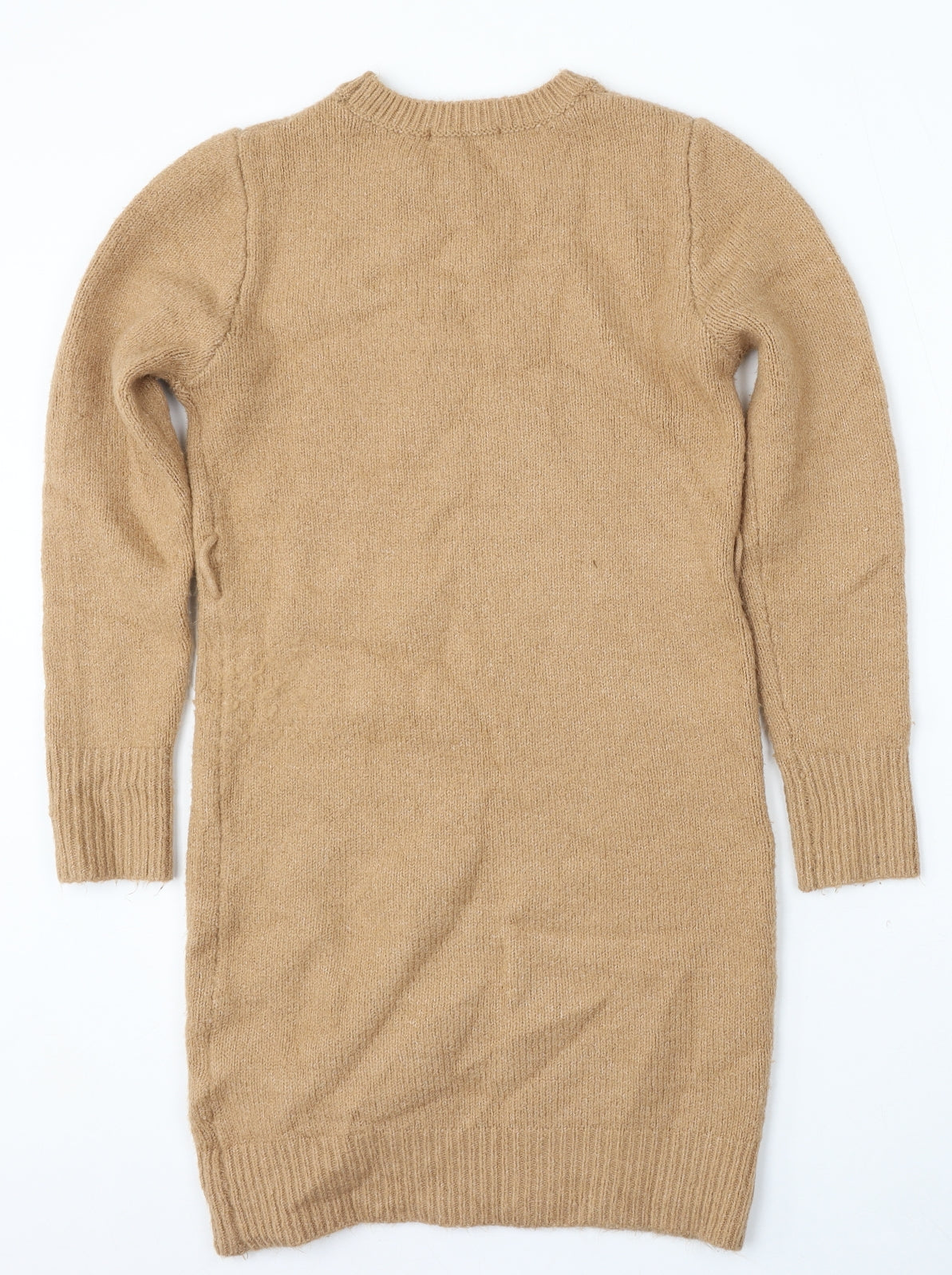 Primark Womens Beige Round Neck  Acrylic Pullover Jumper Size 6