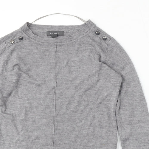 Primark Womens Grey Round Neck  Acrylic Pullover Jumper Size XS