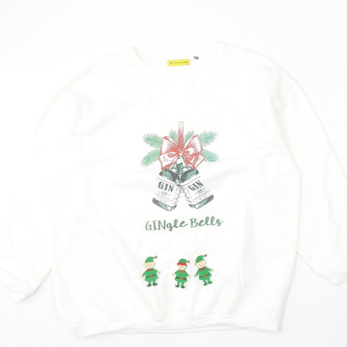 Of life and lemons Womens White  Cotton Pullover Sweatshirt Size L