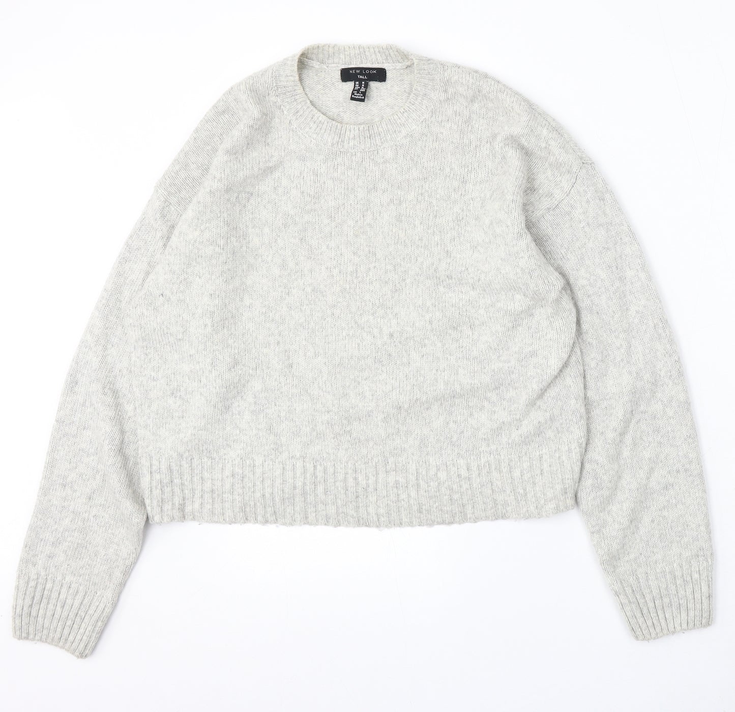New Look Womens Grey Round Neck  Acrylic Pullover Jumper Size M