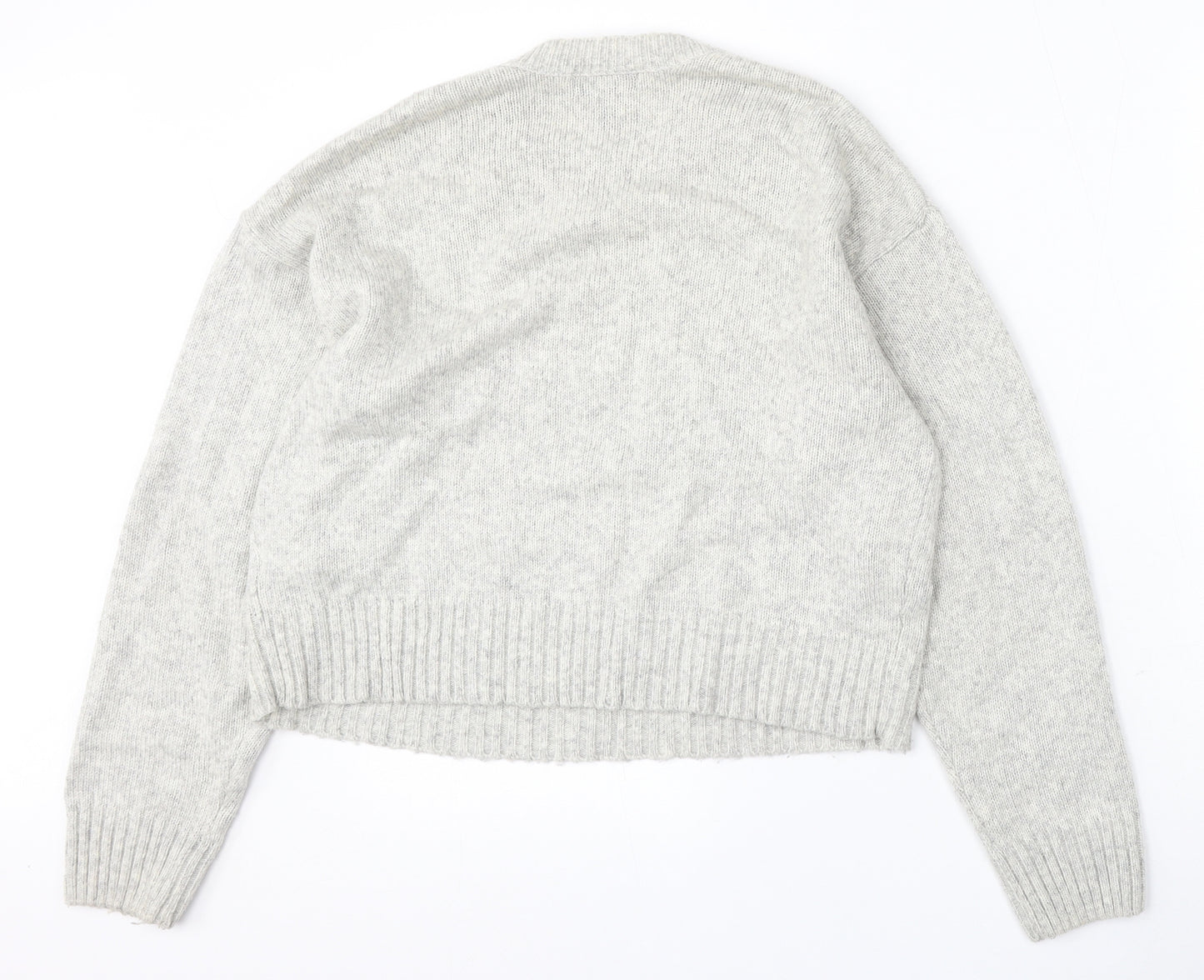 New Look Womens Grey Round Neck  Acrylic Pullover Jumper Size M