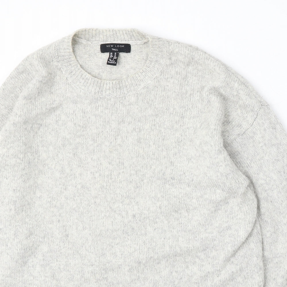 New Look Womens Grey Round Neck  Acrylic Pullover Jumper Size M