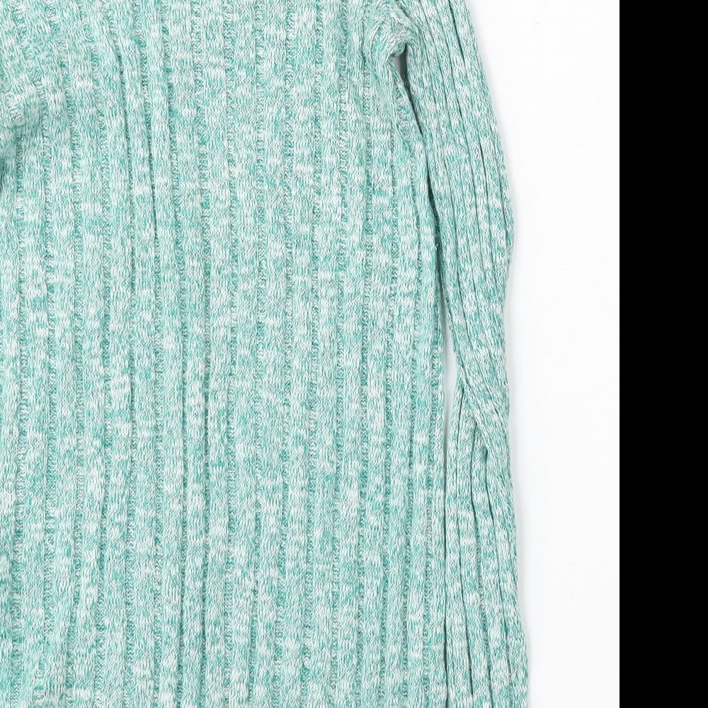 Topshop Womens Green V-Neck  Acrylic Pullover Jumper Size 8