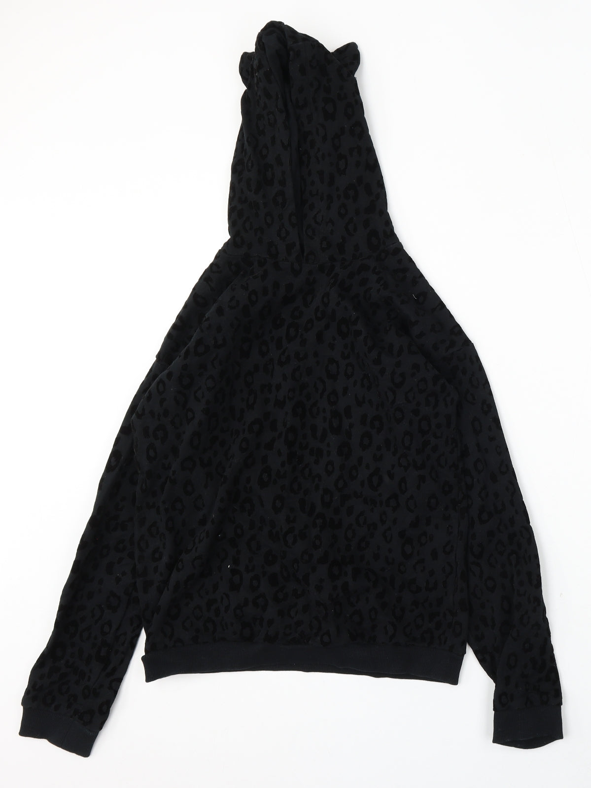 George Girls Black Animal Print Cotton Pullover Hoodie Size 13-14 Years