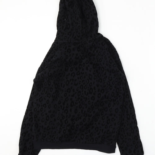 George Girls Black Animal Print Cotton Pullover Hoodie Size 13-14 Years