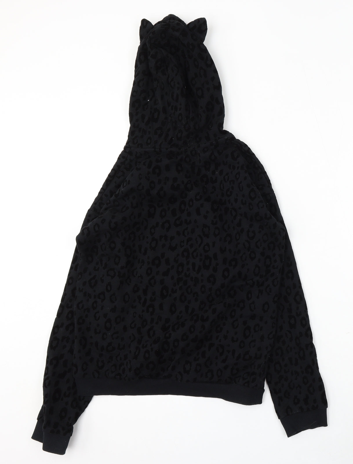 George Girls Black Animal Print Cotton Pullover Hoodie Size 13-14 Years