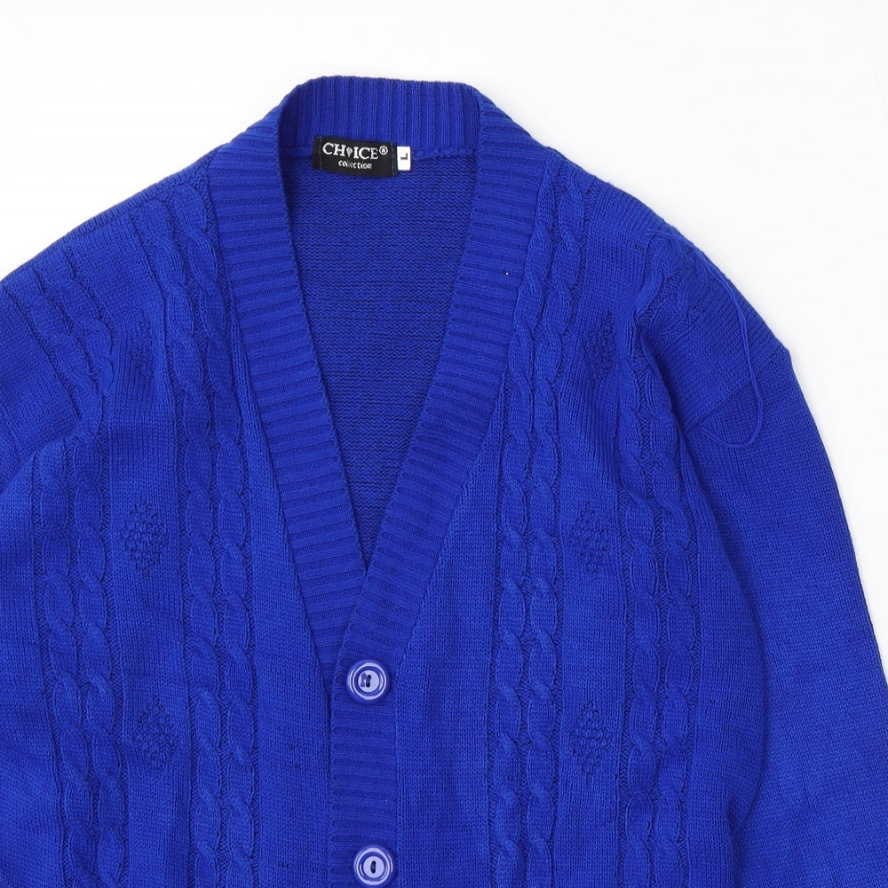 Choice Womens Blue V-Neck  Polyester Cardigan Jumper Size L