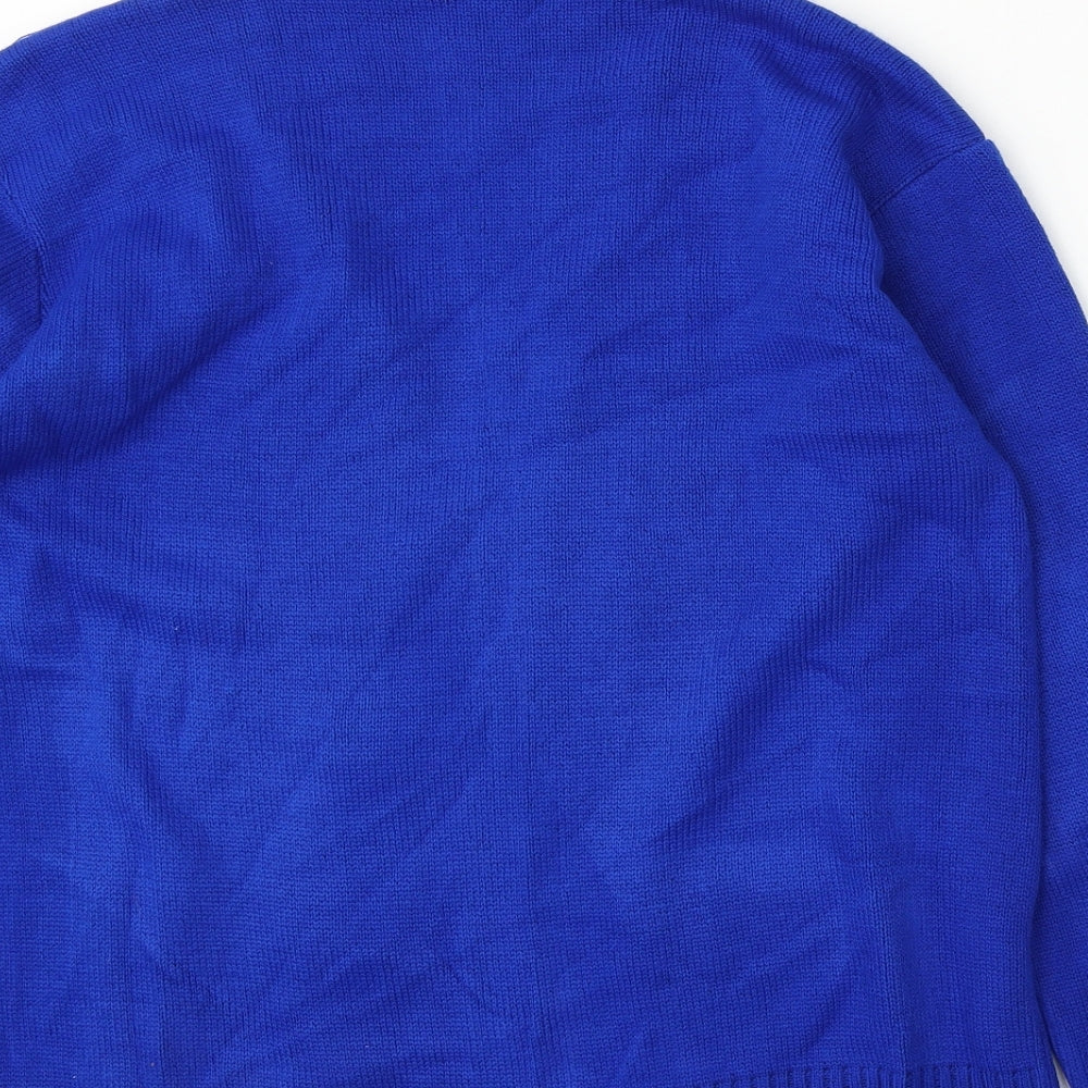 Choice Womens Blue V-Neck  Polyester Cardigan Jumper Size L