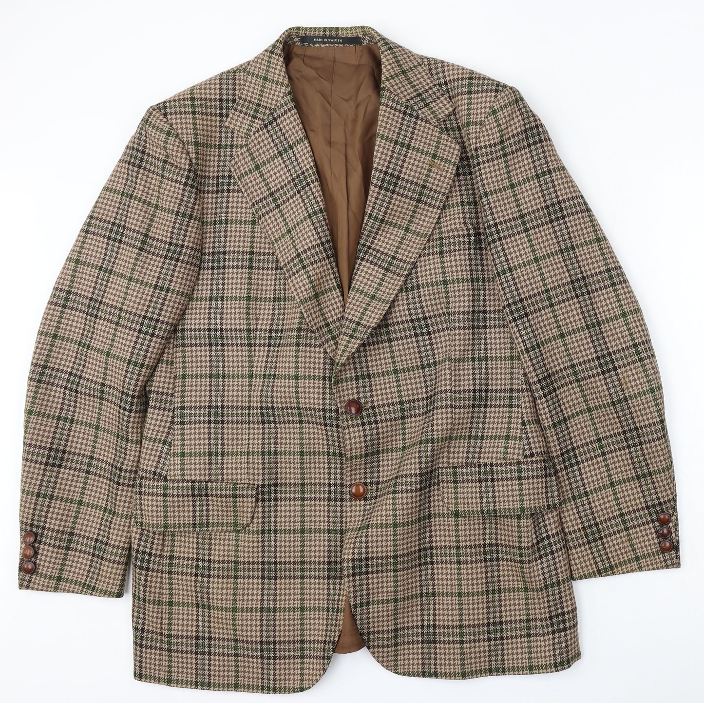 Pingvin Mens Multicoloured Houndstooth Wool Jacket Suit Size 40