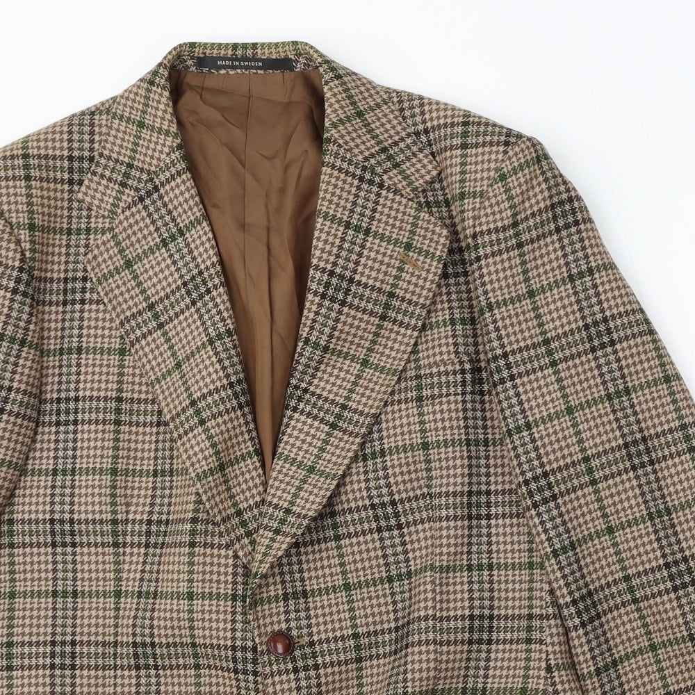 Pingvin Mens Multicoloured Houndstooth Wool Jacket Suit Size 40