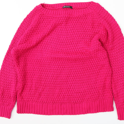 Internacionale Womens Pink Round Neck  Acrylic Pullover Jumper Size L