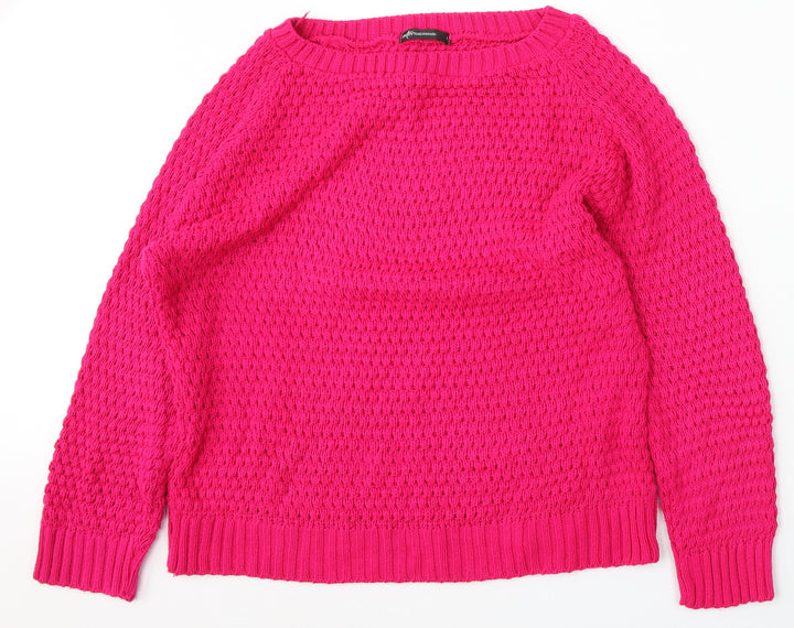 Internacionale Womens Pink Round Neck Acrylic Pullover Jumper Size L