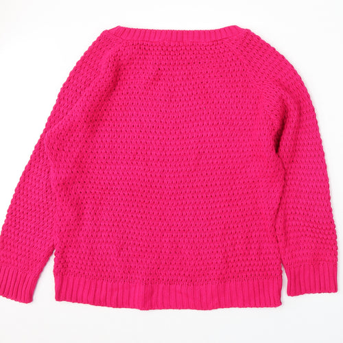 Internacionale Womens Pink Round Neck  Acrylic Pullover Jumper Size L