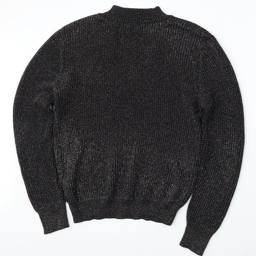 Peacocks Womens Black Round Neck  Acrylic Pullover Jumper Size L