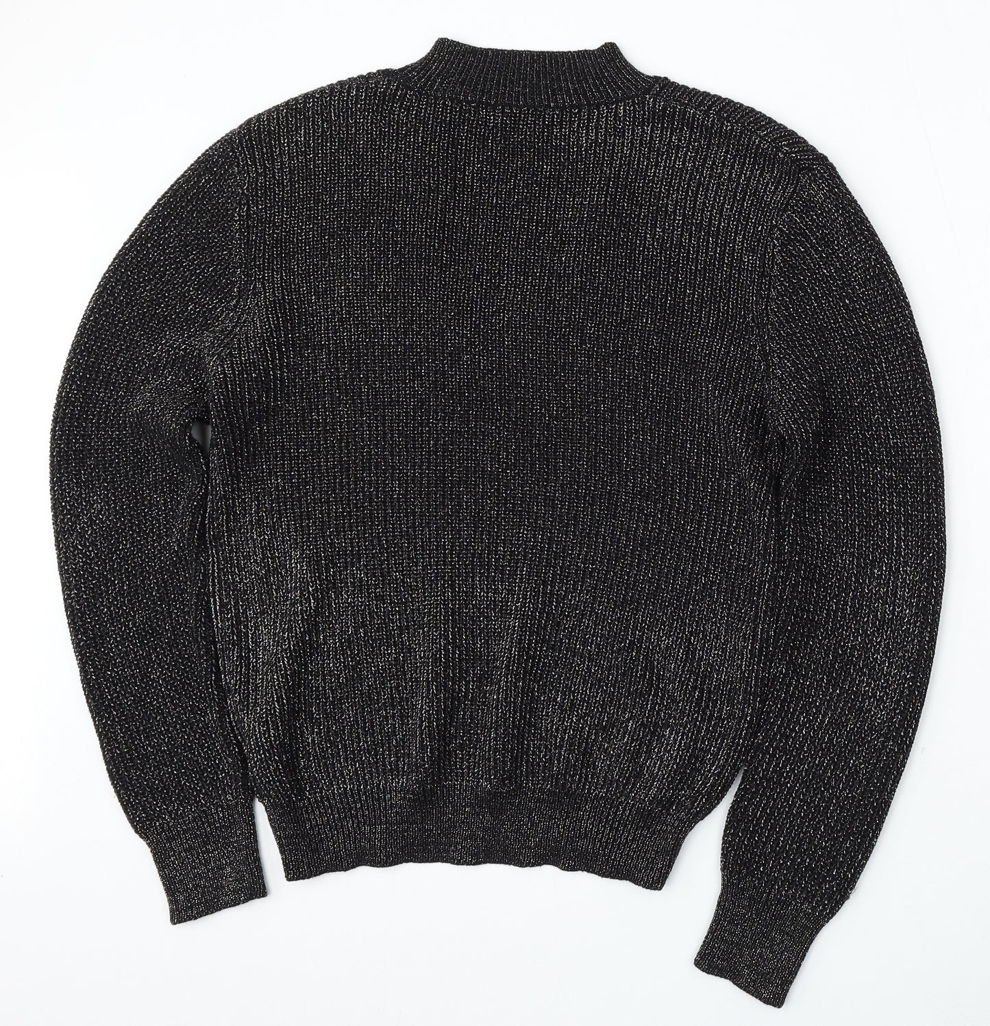 Peacocks Womens Black Round Neck  Acrylic Pullover Jumper Size L