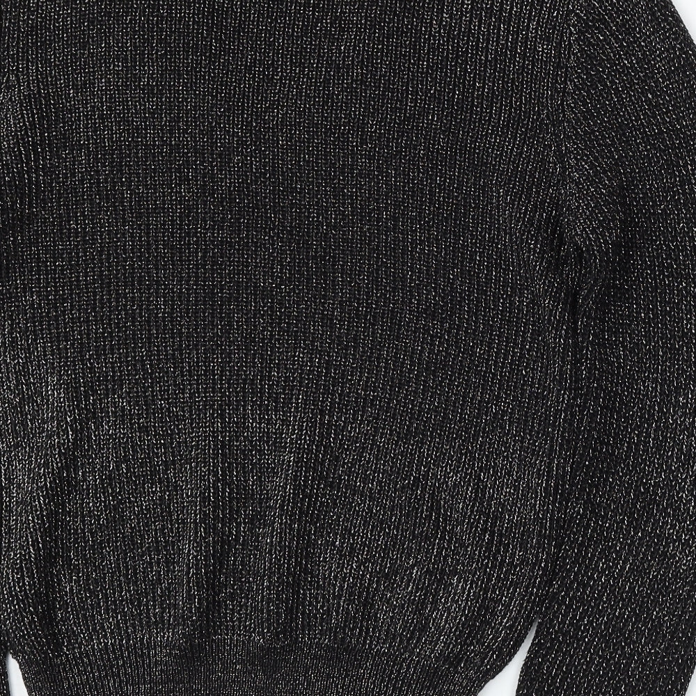 Peacocks Womens Black Round Neck  Acrylic Pullover Jumper Size L