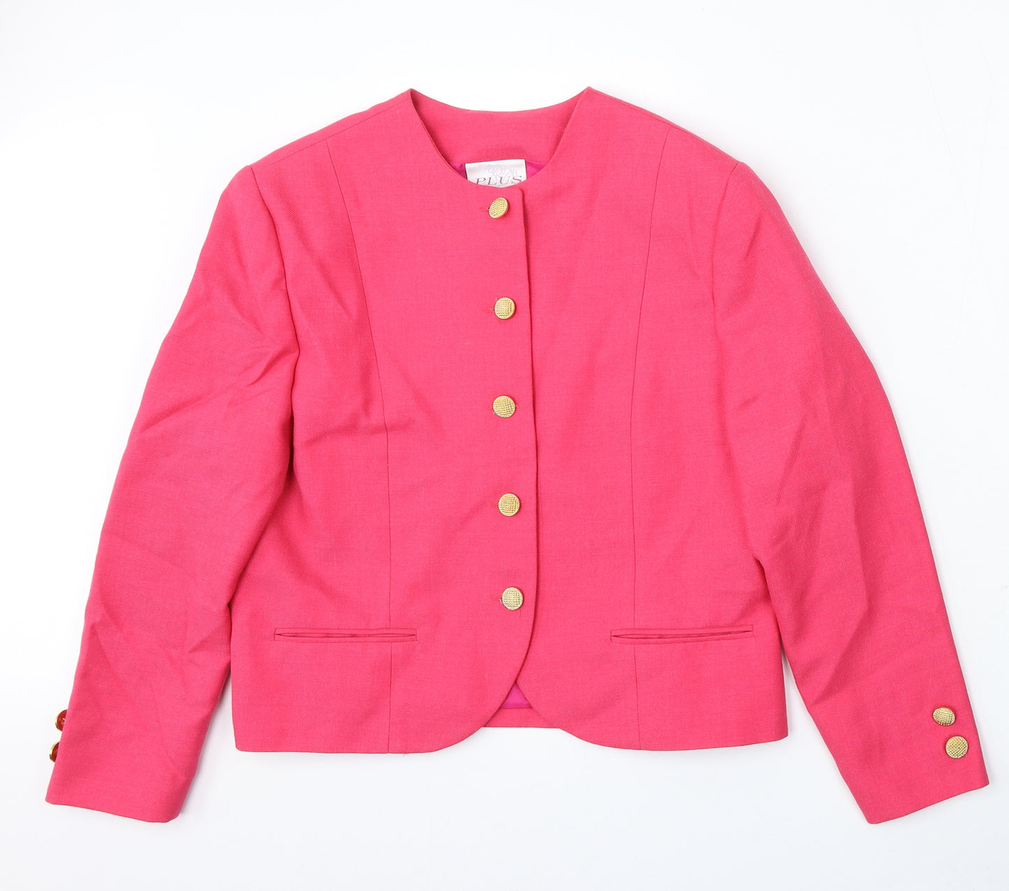 Plus Womens Pink  Polyester Jacket Blazer Size 16