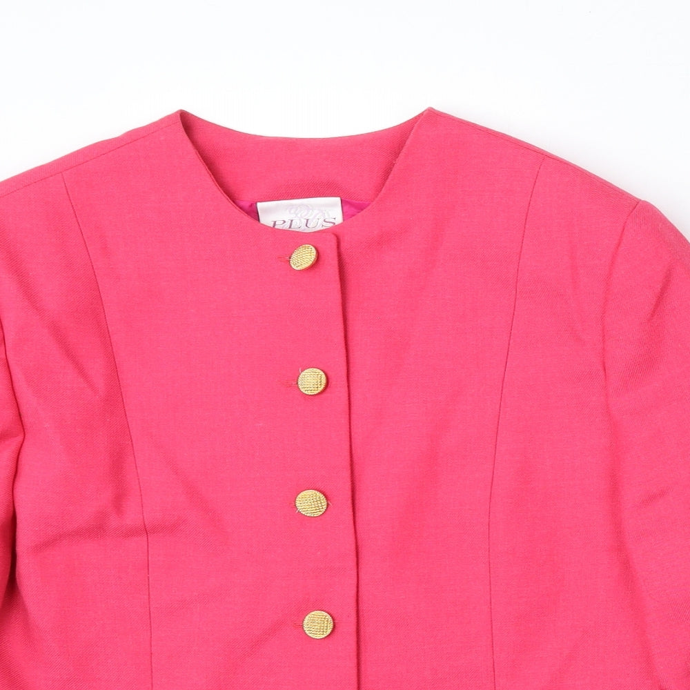 Plus Womens Pink  Polyester Jacket Blazer Size 16
