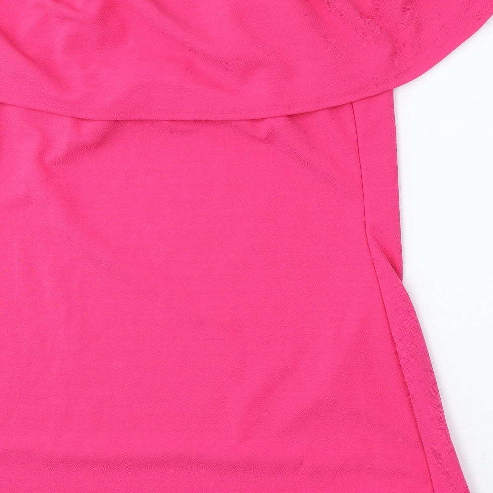 Boohoo Womens Pink  Polyester Basic Blouse Size 18 Round Neck