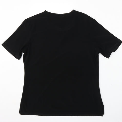 Saloos Womens Black  Polyester Basic T-Shirt Size M Round Neck