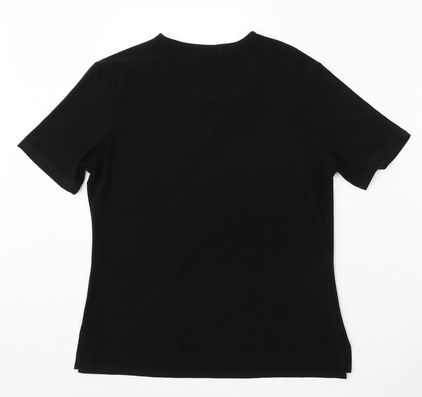 Saloos Womens Black  Polyester Basic T-Shirt Size M Round Neck
