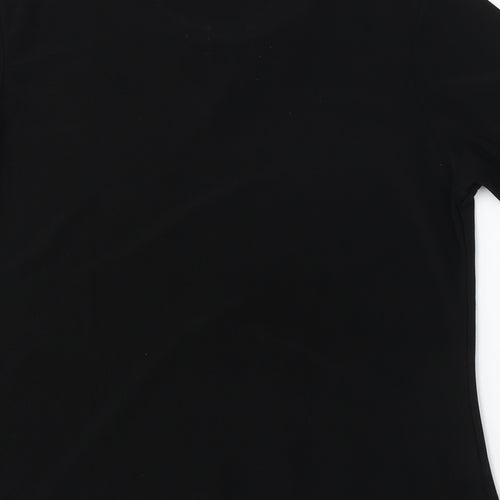 Saloos Womens Black  Polyester Basic T-Shirt Size M Round Neck
