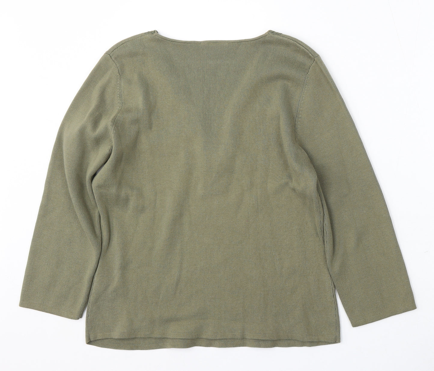Principles Womens Green V-Neck  Cotton Pullover Jumper Size 18