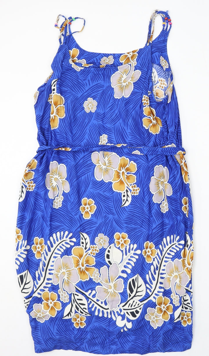 TMJ Womens Blue Geometric Rayon Shift  Size XL  Round Neck