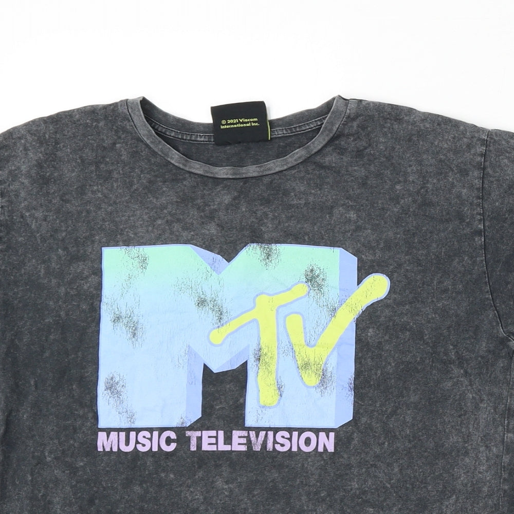 George Boys Grey  Cotton Basic T-Shirt Size 10 Years Round Neck  - MTV