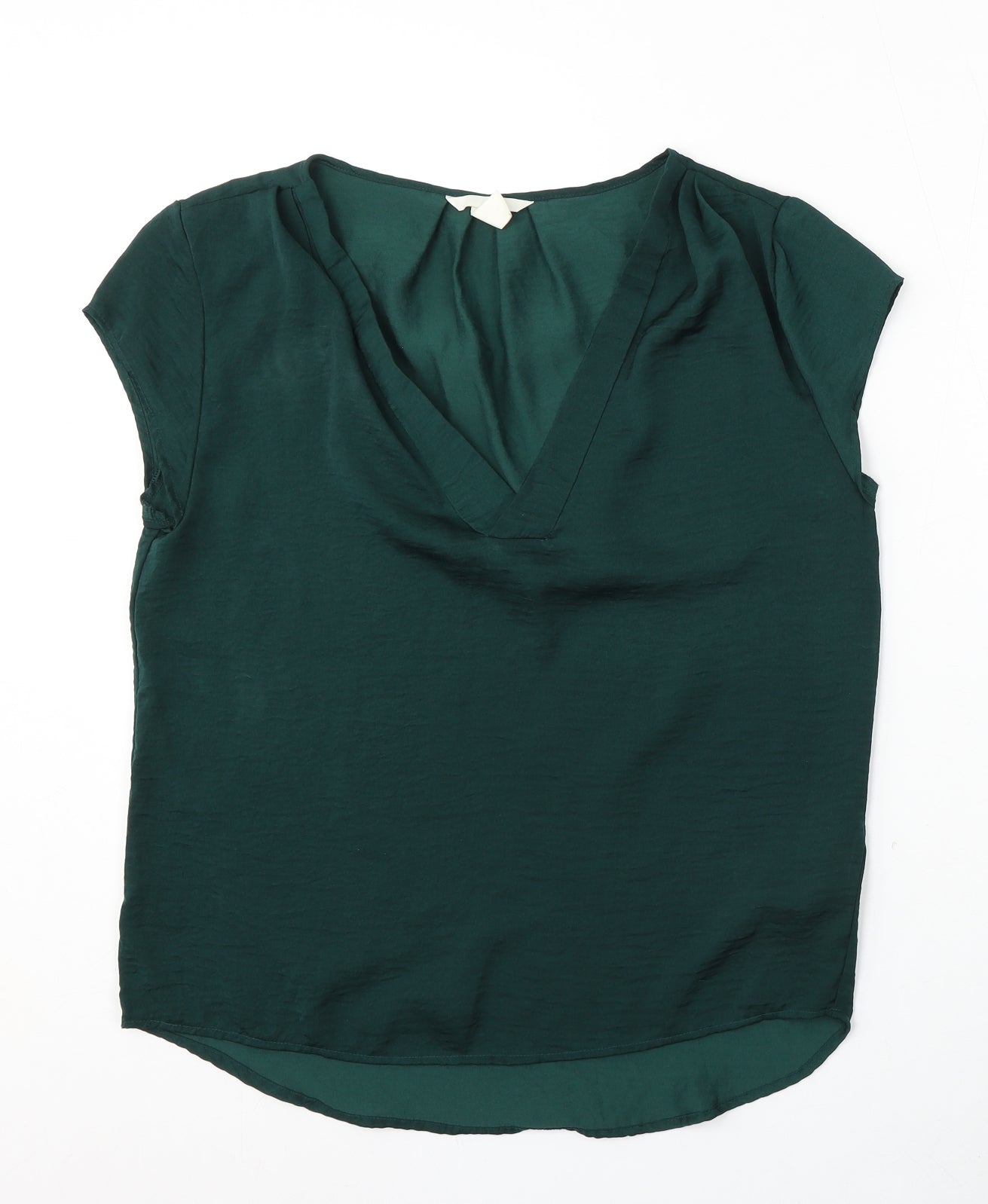H&M Womens Green  Polyester Basic Blouse Size 6 V-Neck