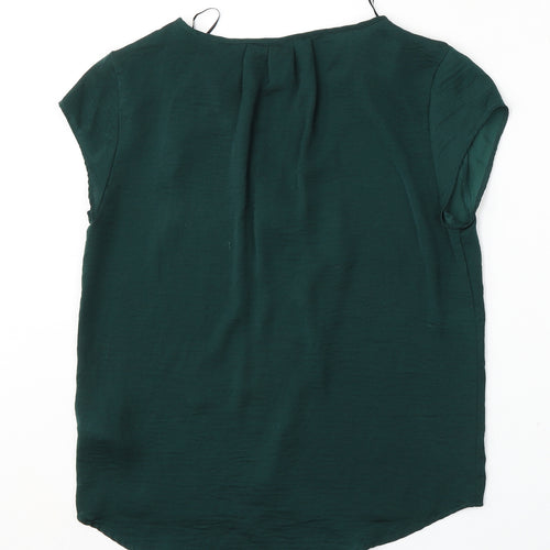H&M Womens Green  Polyester Basic Blouse Size 6 V-Neck