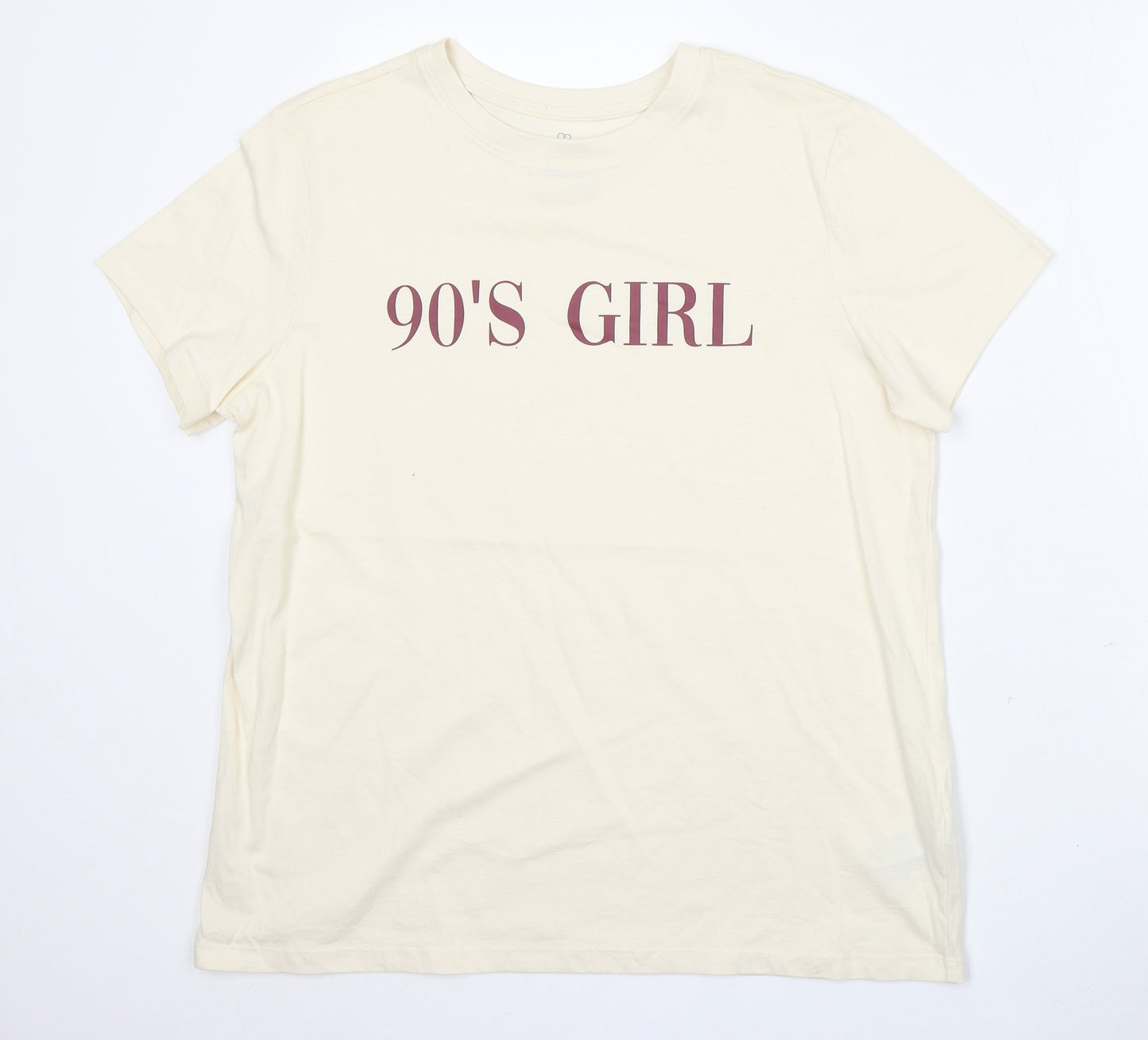 Primark Womens Ivory  Cotton Basic T-Shirt Size 14 Round Neck