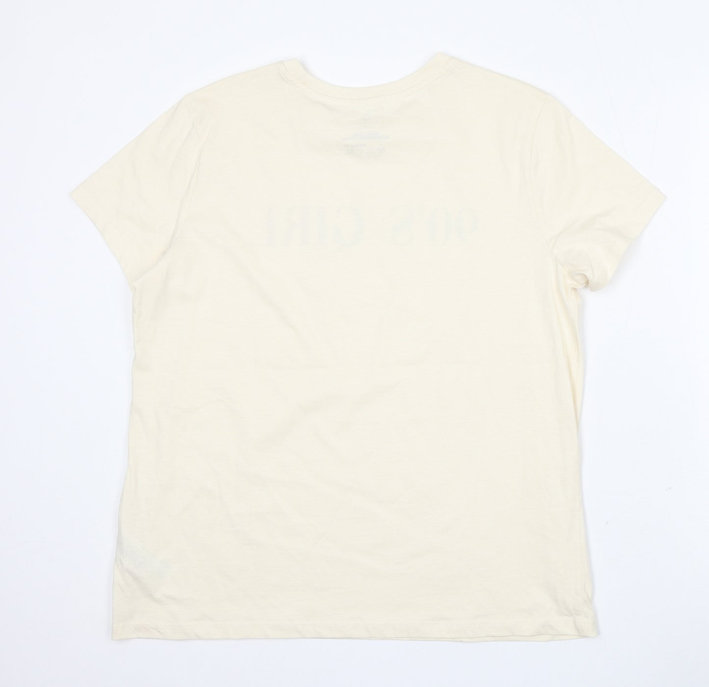 Primark Womens Ivory  Cotton Basic T-Shirt Size 14 Round Neck