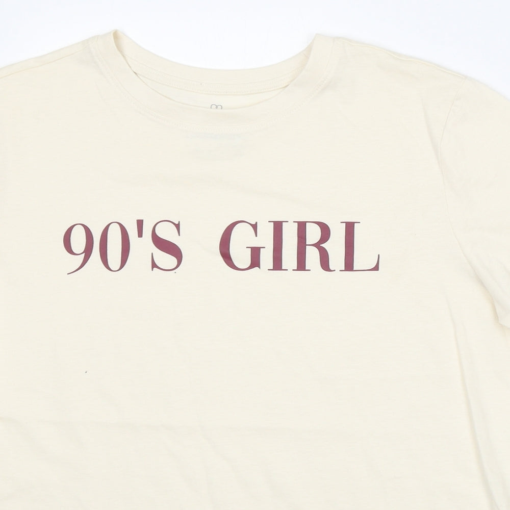 Primark Womens Ivory  Cotton Basic T-Shirt Size 14 Round Neck