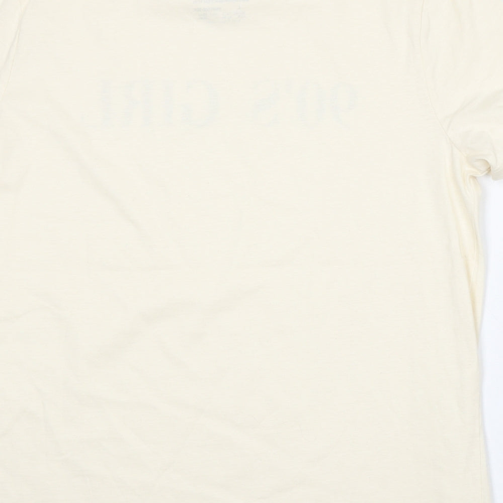 Primark Womens Ivory  Cotton Basic T-Shirt Size 14 Round Neck