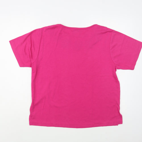 Annabelle Womens Pink  Cotton Basic T-Shirt Size M Roll Neck